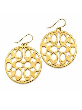 Coach Gold Tone Signature Openwork Earrings